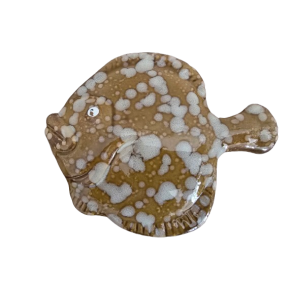 Keramik Fladfisk brun med pletter stor