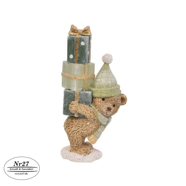 Bjrn med pakker figur 14 cm hj
