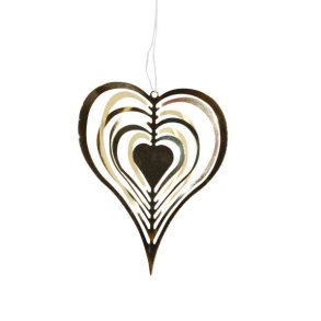 Julehjerte 3D guldfarvet 8,5cm