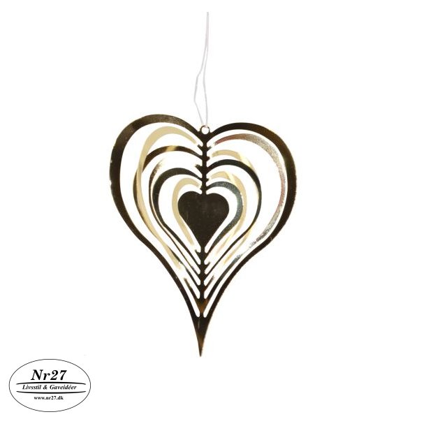 Julehjerte 3D guldfarvet 8,5cm