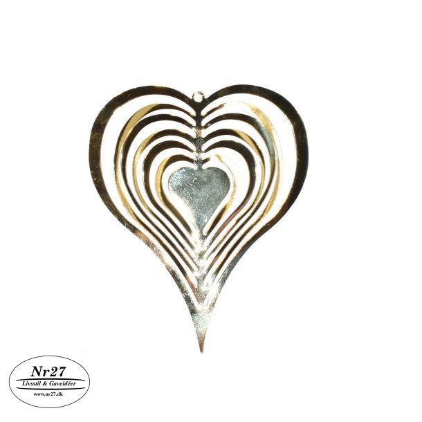Julehjerte 3D guldfarvet 12,5cm