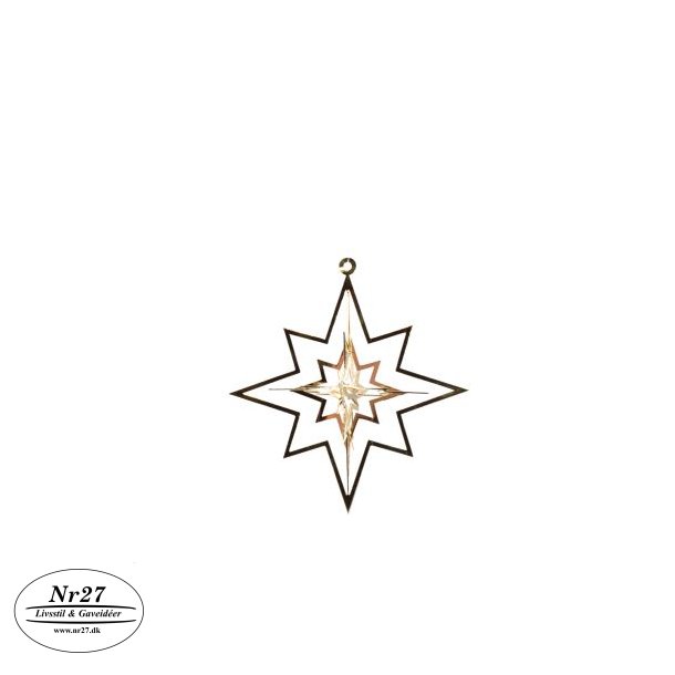Julestjerne 3D guld malet 8 cm