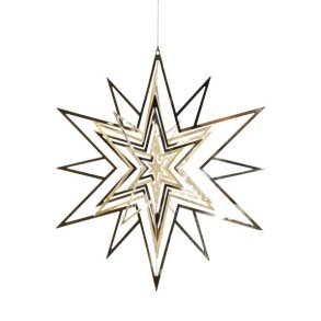 Julestjerne 3D guld malet 24 cm