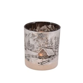 Glas Fyrfadsstage Vinter 8 cm hj