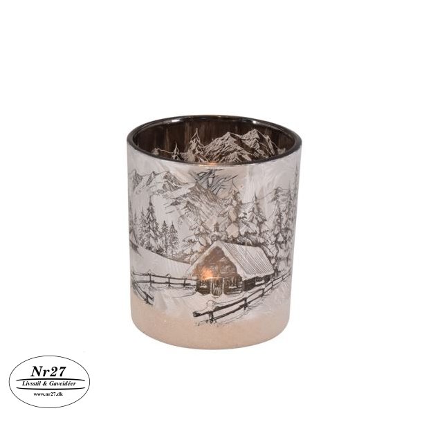 Glas Fyrfadsstage Vinter 8 cm hj