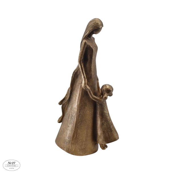 La Vida Mor og datter, antik guld H22,5cm