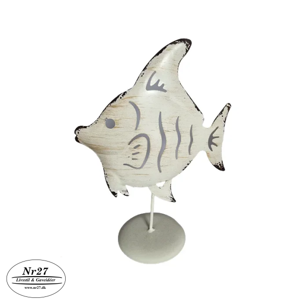Fisk lavet i Metal creme farvet 24cm hj