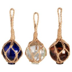 Glaskugle viklet med reb 3stk