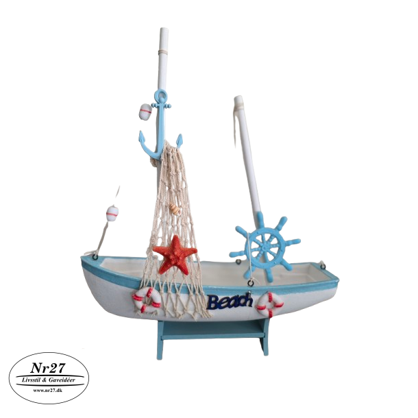 Fiske b�de p� stand stor 29cm h�j