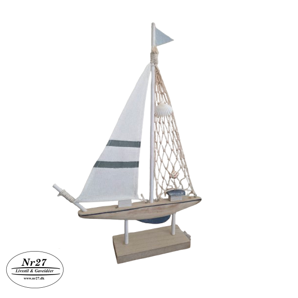 Maritimt Sejlskib i lyst Tr� 37cm h�j