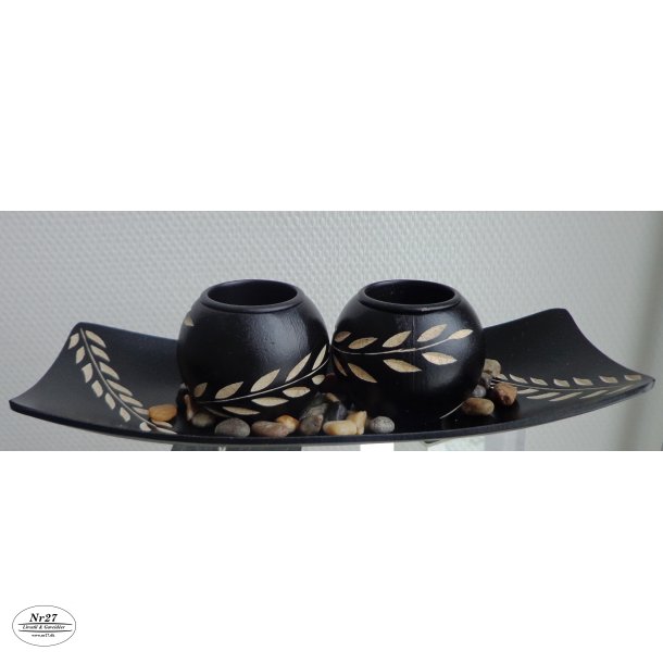 Fyrfads lysestager med fad sort